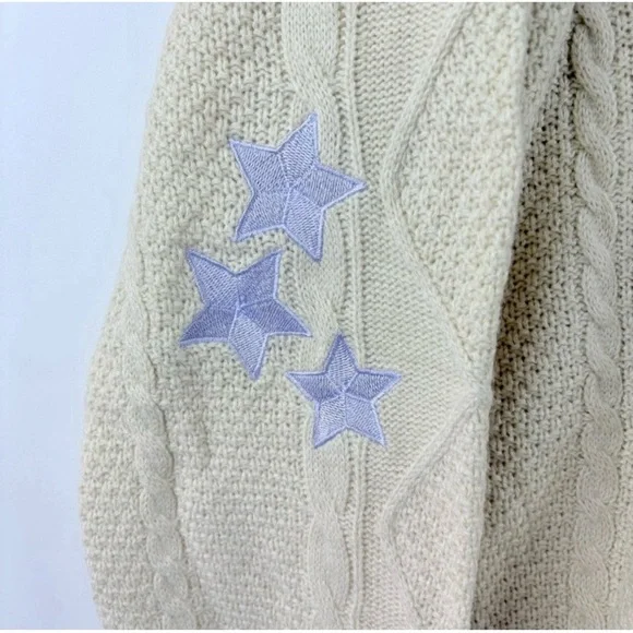 Taylor Swift Inspired Folklore Embroidered Star Knit Oversized Cardigan Womens L - Picture 2 of 8